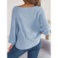 Openwork Buttoned Square Neck Sweater