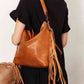 SHOMICO PU Leather Fringe Detail Western-Boho Shoulder Bag