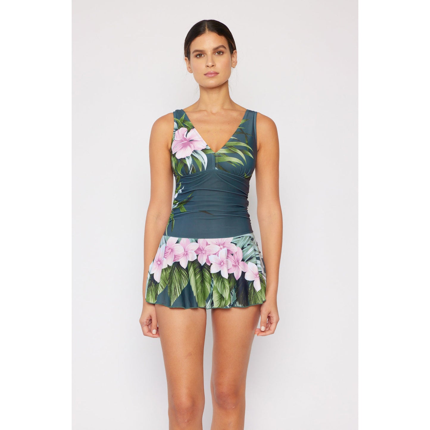 MARINA WEST Swim Full Size Clear Waters Swim Dress in Aloha Forest