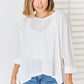 ZENANA Full Size Waffle Knit V-Neck Long Sleeve Slit Top