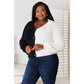 WOVEN RIGHT Contrast Button-Front V-Neck Cardigan