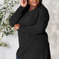 BASIC BAE Full Size Ribbed Round Neck Long Sleeve Slit Top/ S-3XL