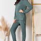 BASIC BAE Full Size Ribbed Round Neck High-Low Slit Top and Pants Set