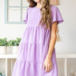 Heimish Full Size Swiss Dot Short Sleeve Tiered Dress