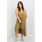 ZENANA Full Size Spaghetti Strap Tiered Dress with Pockets in Khaki