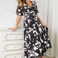 DOUBLE TAKE Printed Surplice Balloon Sleeve Dress