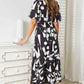 DOUBLE TAKE Printed Surplice Balloon Sleeve Dress